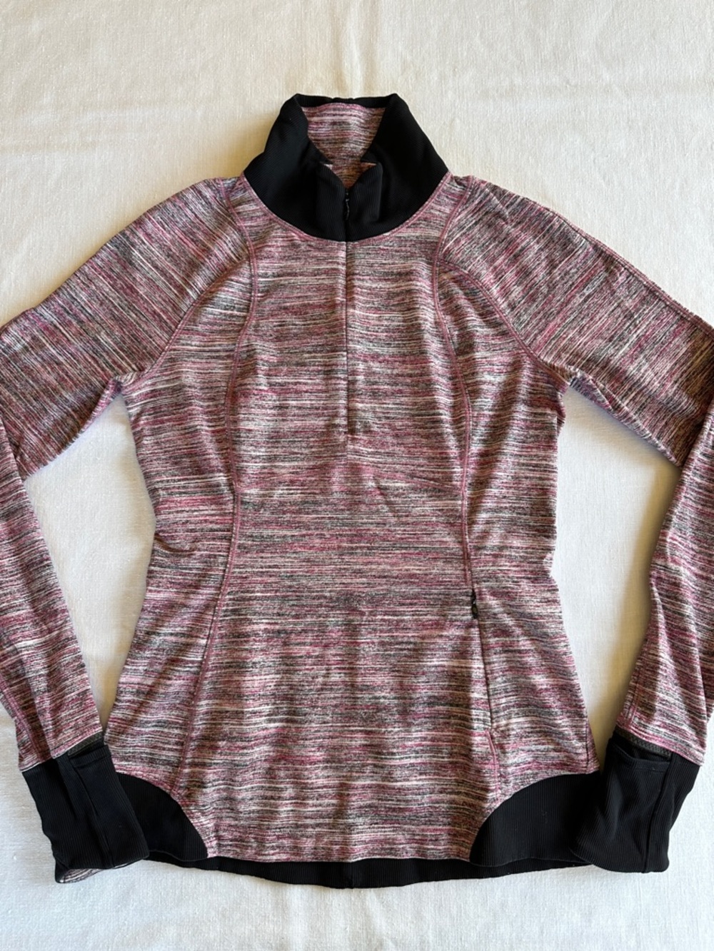 Lululemon Runderful 1/2 Zip Space Dye Camo Berry Rumble Multi / Black 6